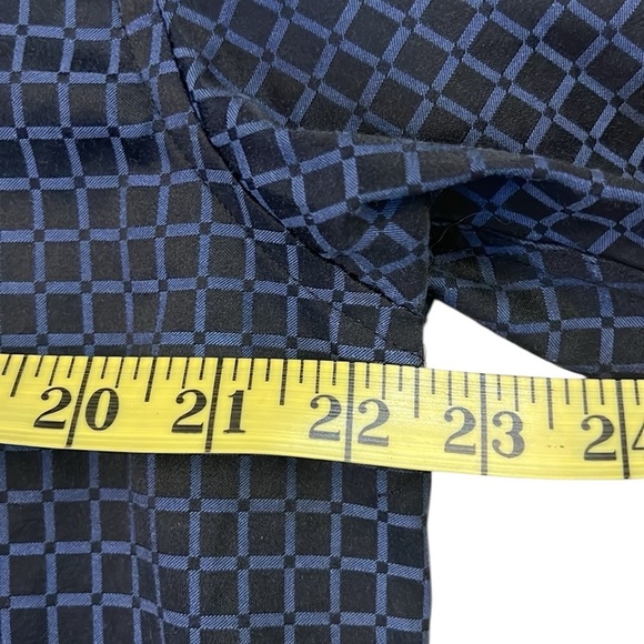 Bespoke Sport Short Sleeve Button Front Shirt Two-Tone Black/Blue Windowpane XL - Picture 4 of 13